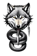 wolf, knife necklace, snake tattoo design idea