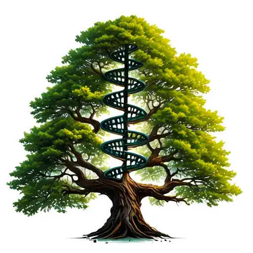 tree with dna double helix as a trunk tattoo design idea
