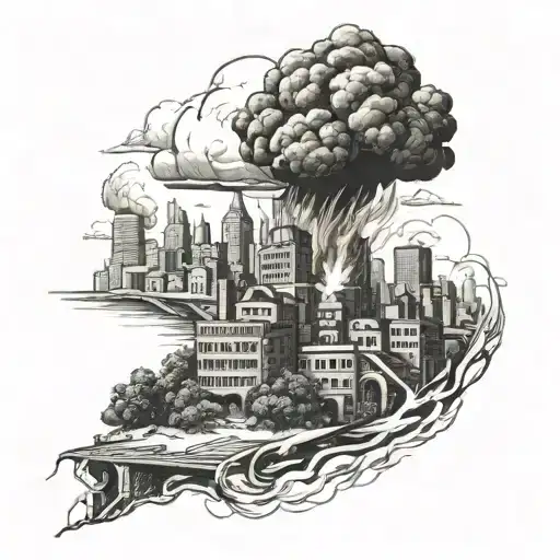 burning city  tattoo design idea