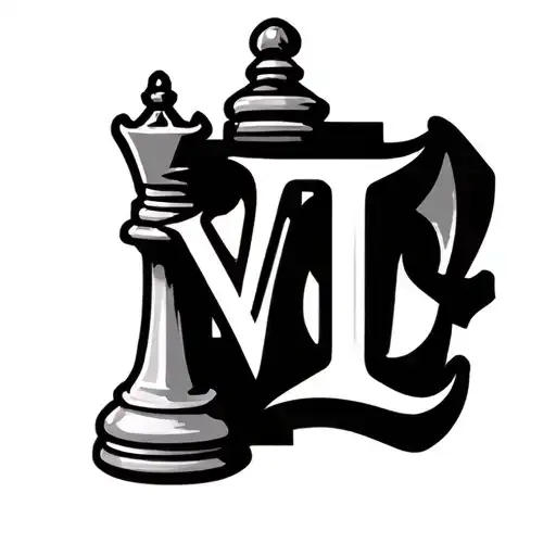 "VL" knight chess piece with stay strong and humble underneath it tattoo design idea