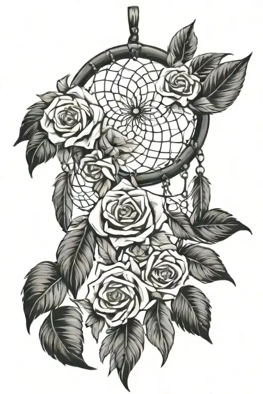 roses dream catcher made tattoo design idea