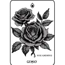 Tarot card with a rose and Gemini tattoo design idea
