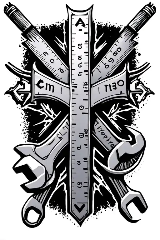 its an artistic cross tattoo. x axis is a ruler while y axis is a wrench. tattoo design idea