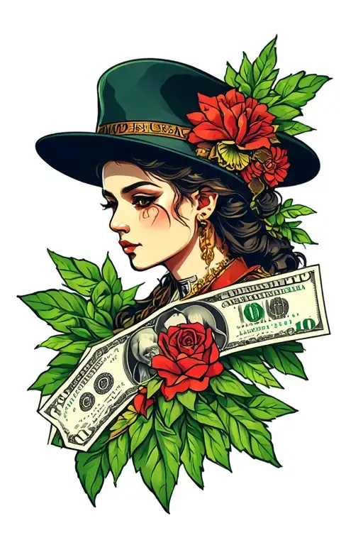 MONEY SLEEVE FILLER tattoo design idea