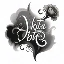 a simple and unclear tatto with name - nikita  tattoo design idea