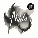 a simple and unclear tatto with name - nikita  tattoo design idea