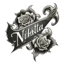 a simple and unclear tatto with name - nikita  tattoo design idea