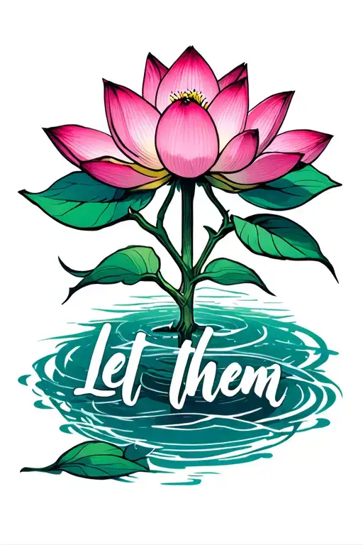 lotus flower, wording: let them, cherry blossom tree tattoo design idea