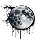 full moon in the negative space surrounded my rain tattoo design idea