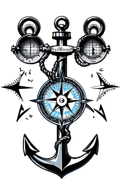 anchor lighthouse compass tattoo design idea