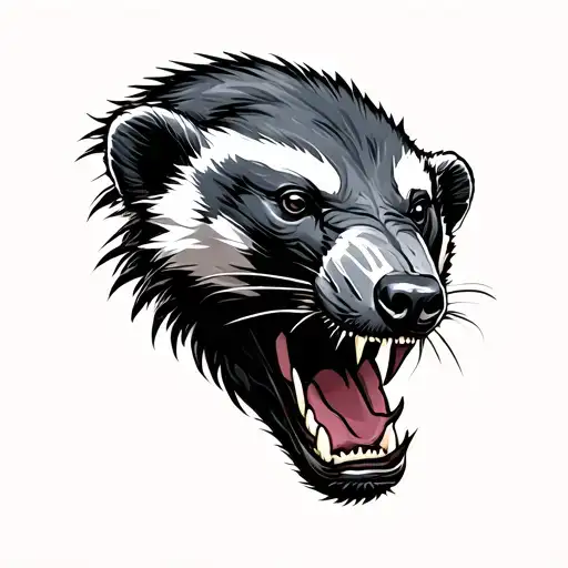honey badger. aggressive  tattoo design idea