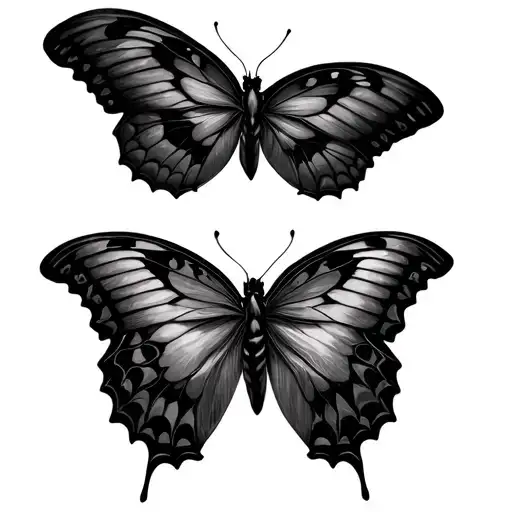 three butterfly's wings vivid tattoo design idea
