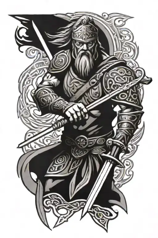 celtic warrior wielding a sword tattoo design idea