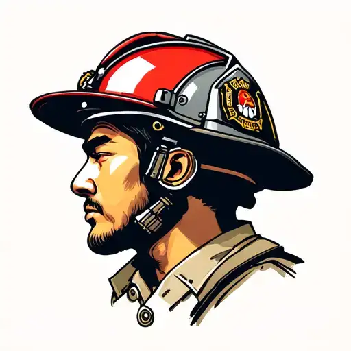 engineer firefighter helmet tattoo design idea