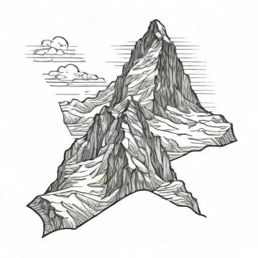 matterhorn mountain with man looking tattoo design idea