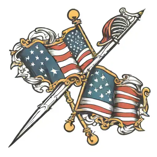 Italian and American flag draped next to each other tattoo design idea