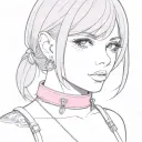 Sissy Slave Pink Leather Collar With Chain Leash Short Dark Brown Hair Blue Eyes Flat Chest Tattoo tattoo design idea