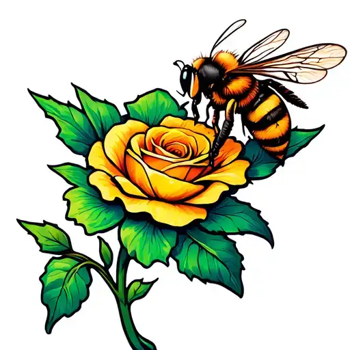 flower with a bee over the elbow, the flower could be a rose or similar and be entangeled down the arm 5 cm below the sa tattoo design idea