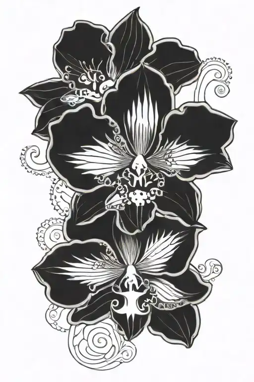 orchid with mandala design incorporating tattoo design idea