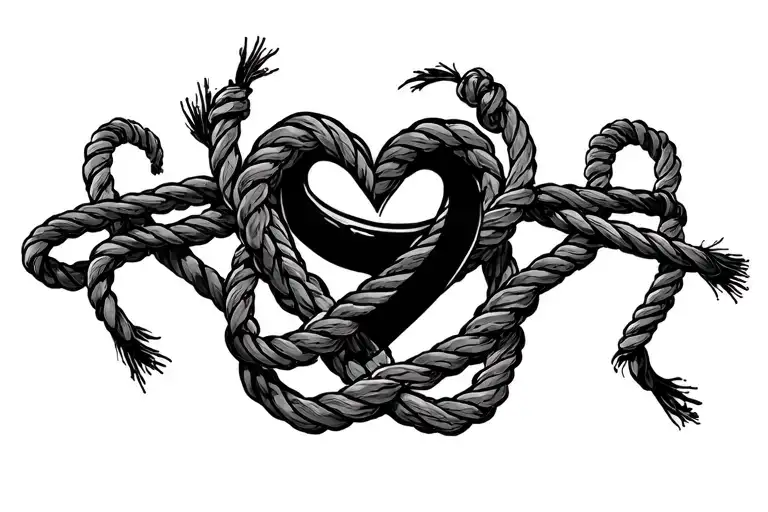 shibari ropes with a semi colon and heart shape tattoo design idea