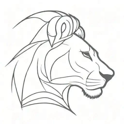 A lion profile with bold lines tattoo design idea
