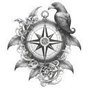 infinity anchor compass rose intertwined  tattoo design idea