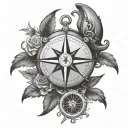 infinity anchor compass rose intertwined  tattoo design idea
