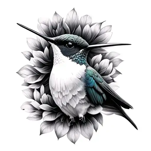 Black White Hummingbird tattoo design idea