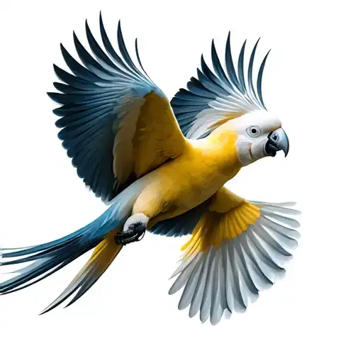 yellowtail cockatoo flying tattoo design idea