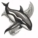 Jumping orca swimming tattoo design idea