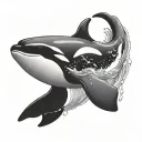 Jumping orca swimming tattoo design idea