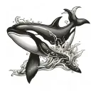 Jumping orca swimming tattoo design idea