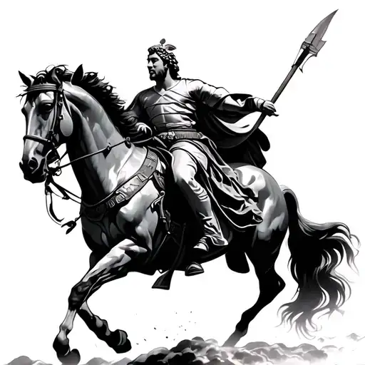 Alexander the Great on horseback in battle tattoo design idea