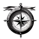 compass in background with name harsh on it and rainbow flag tattoo design idea