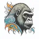 gorilla head roaring with colour tattoo design idea