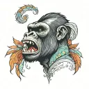 gorilla head roaring with colour tattoo design idea