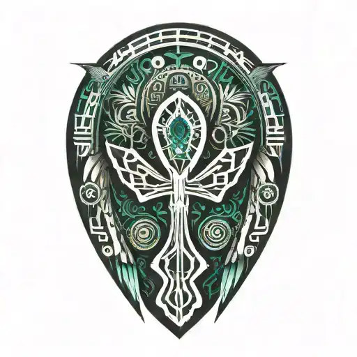 ankh feathers tattoo design idea
