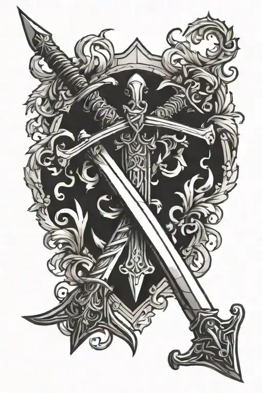 two crossed swords tattoo design idea