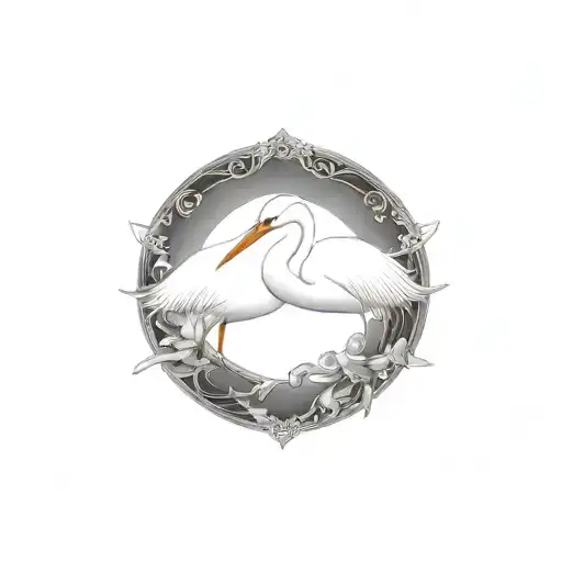 Coverup egret tattoo design idea