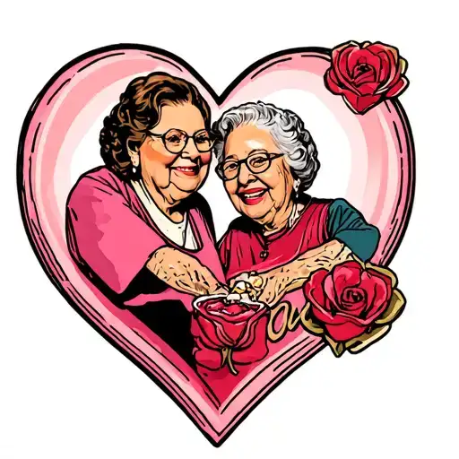 Chocolate heart with grandma in the middle tattoo design idea