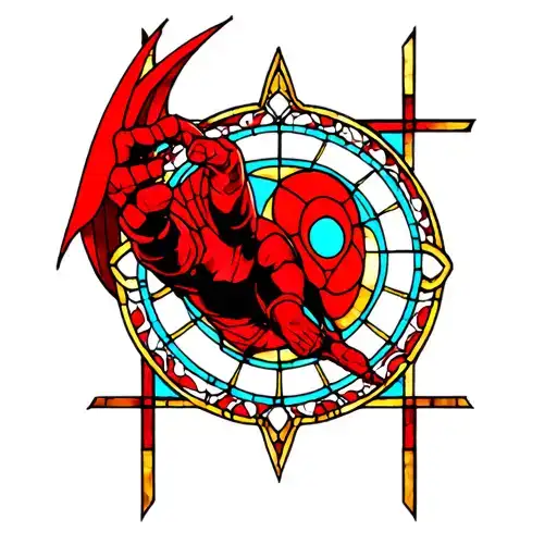 daredevil stained glass window tattoo design idea