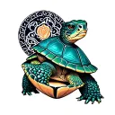 cancer zodiac, 3 children, NY, va, FL, mom, Rick, Drew, teal, turtle tattoo design idea