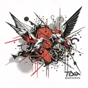 two origami cranes flying tattoo design idea