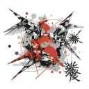 two origami cranes flying tattoo design idea