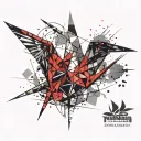 two origami cranes flying tattoo design idea