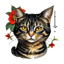 In order not to forget the difficult stage in life from the loss of a loved one, a loved cat and a relative in the style of an old school tattoo design idea