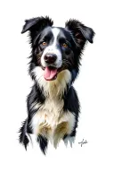 border collie portrait tattoo design idea