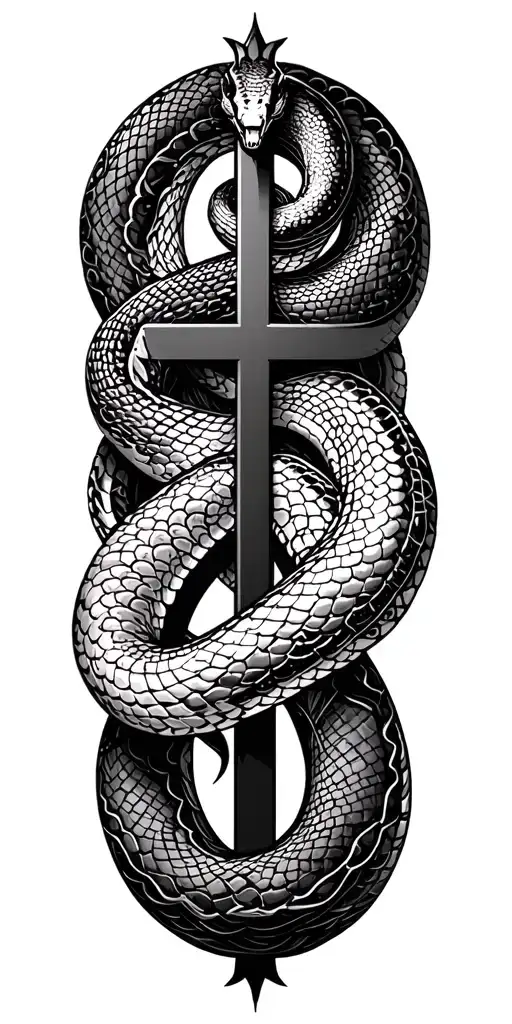 Vector elongated snake silhouette snake bodies wrapping around dark blackwork gothic tattoo design idea