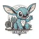 stitch with the Chicago skyline and USA wrestling logo tattoo design idea