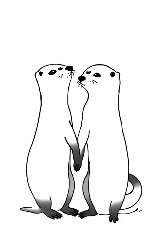 otters holding hands tattoo design idea